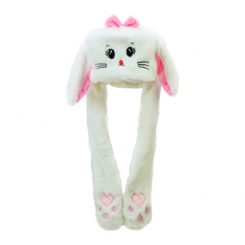 Детская шапка с длинными ушками K40802, подвижные ушки (Белый)