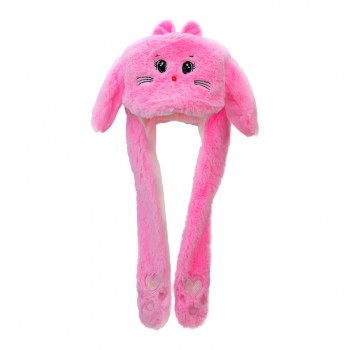 Детская шапка с длинными ушками K40802, подвижные ушки (Розовый)