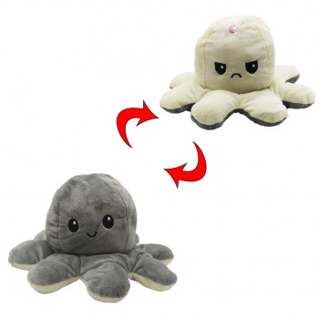 Мягкая игрушка MP 2270-4, осьминог, 30 см, двухсторонний (Бело-серый)