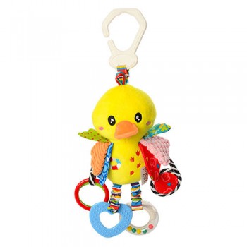 Плюшевая подвеска на коляску с прорезывателем X12346, 4 вида (Уточка)