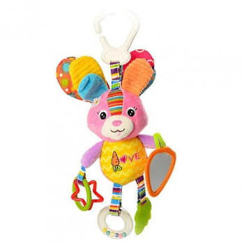 Плюшевая подвеска на коляску с прорезывателем X12346, 4 вида (Зайчик)