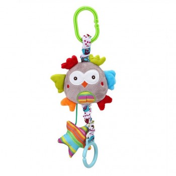 Погремушка LL2020-011-1-6 подвеска животное мягкая с звоночком 10*4*30 (Сова)
