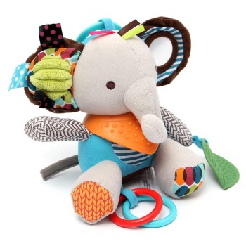 Погремушка ВТ-Т-4626-1-6 подвеска животное мягкое с прорезывателем 20 см (Слоник)