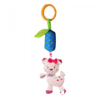 Погремушка WD210226-1-4 подвеска животные мягкие с звоночком 29 см (Собачка)