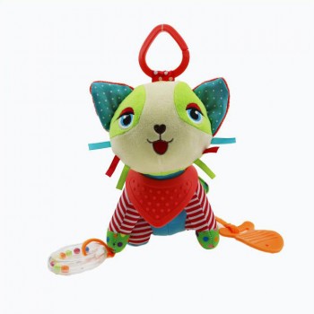 Мягкая погремушка-подвеска WD210260 с прорезывателем (Кот)