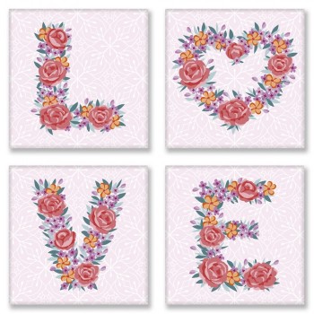 Набор для росписи по номерам. LOVE flowers 18*18 см*4 шт. CH125