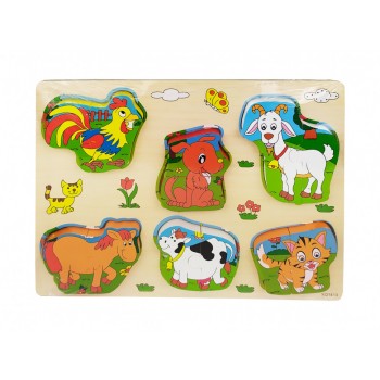 Деревянная игрушка Рамка-вкладыш MD 1213 (Домашние животные)