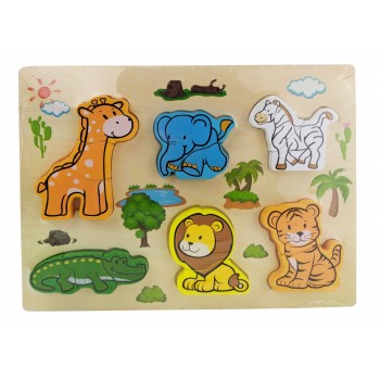 Деревянная игрушка Рамка-вкладыш MD 1186 (Дикие животные)