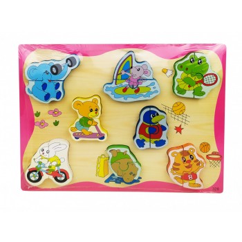 Деревянная игрушка Рамка-вкладыш MD 1213 (Животные спорт)