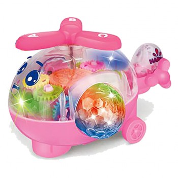 Вертолет музыкальный QF05-1, цветные внутренние детали (Розовый)