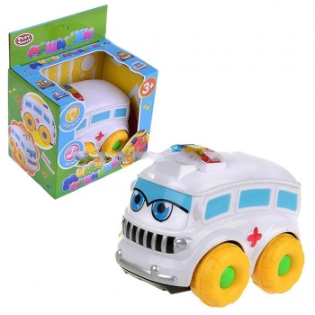 Музыкальная машинка Городские службы PlaySmart 7438 с подсветкой (Белая скорая помощь)