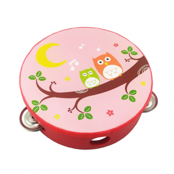 Деревянная игрушка Бубен MD 0367-19-30 диаметр 15 см (Совы на ветке)