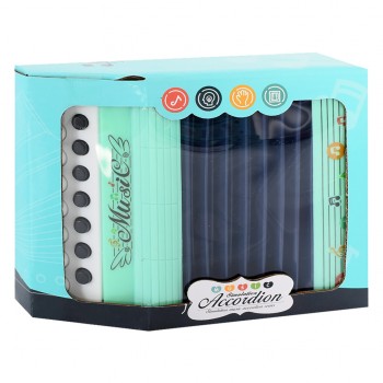 Гармошка игрушечная Bambi 2020-1 музыкальная 17 см (Бирюзовый)