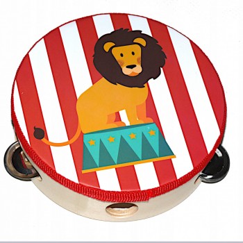Деревянная игрушка Бубен MD 0367-1 диаметр 15 см (Лев в цирке)