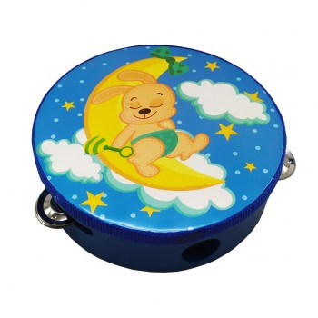 Деревянная игрушка Бубен MD 0367-19-27 диаметр 15 см (Заяц на луне)