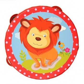 Деревянная игрушка Бубен MD 0367-1 диаметр 15 см (Лев на природе)