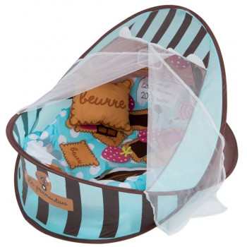 Коврик-манеж для младенца 66526A 2в1, дуга, подвески, играет музыка (Голубой)