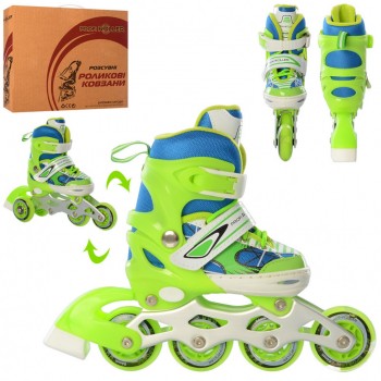 Ролики Детские раздвижные A 4141-XS размер (27-30) (Зеленый)