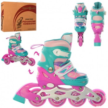 Ролики Детские раздвижные A 4141-XS размер (27-30) (Ровозо голубой)