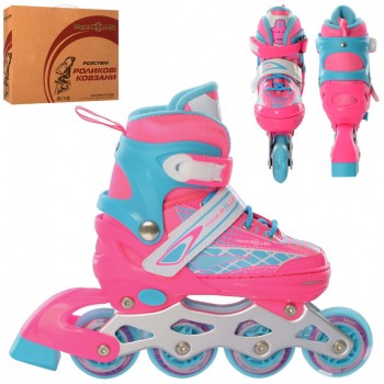 Ролики детские раздвижные A 4140-S размер (31-34) (Розово голубые)