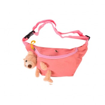 Сумка-бананка детская Мишка BG1093, р-р сумки – 31*8*15 см (Розовый)