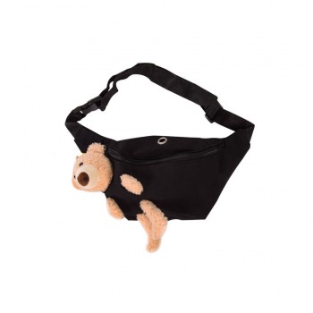 Сумка-бананка детская Мишка BG1093, р-р сумки – 31*8*15 см (Черный)
