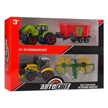 Набор машинок Спецтехника Автосвіт AS-1967 металл (Красный прицеп)