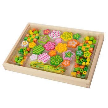 Дерев'яна іграшка-Шнурівка MD 2032 ( 2032-3 Квітка буси)