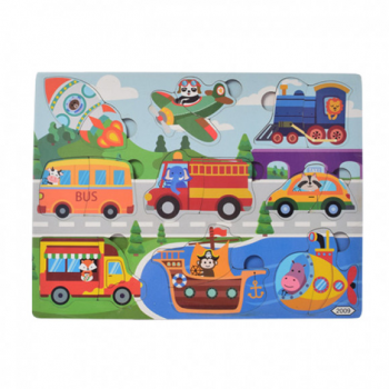 Деревянная игрушка Рамка-вкладыш MD 1550-3-UC (Транспорт) ( уцененный товар )