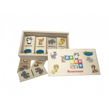 Деревянная игрушка Домино MD 0017-4-UC (Животные дикие)