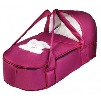 Люлька-переноска Babyroom BLA-056 з твердим дном аплікація бордо (мордочка ведмедика штопана)