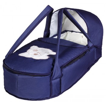 Люлька-переноска Babyroom BLA-056 з твердим дном аплікація темно-синій (мордочка ведмедики штопаная)