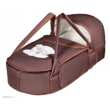 Люлька-переноска Babyroom BLA-056 з твердим дном аплікація шоколад (мордочка ведмедики штопаная)
