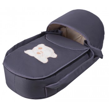 Люлька-переноска Babyroom BLA-056 з твердим дном аплікація графіт (мордочка ведмедики штопаная)