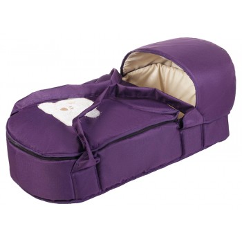 Люлька-переноска Babyroom BLA-056 с твердым дном аппликация  фиолетовый (мордочка мишки штопаная)