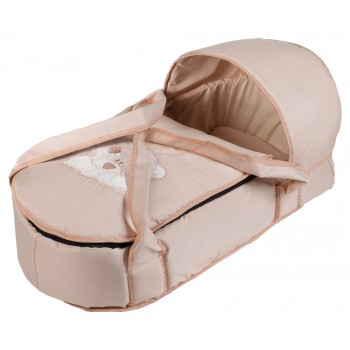 Люлька-переноска Babyroom BLA-056 з твердим дном аплікація бежевий (мордочка ведмедика штопана)