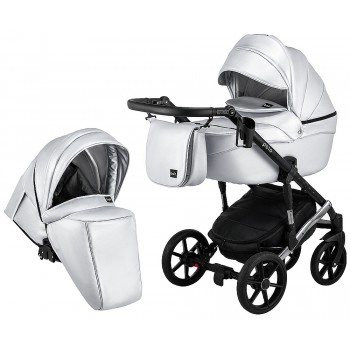 Коляска 2 в 1 Bair Polo (Silver) шкіра 100% 27S срібло (перламутр)