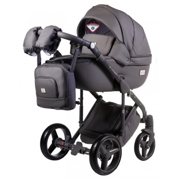 Коляска 2 в 1 Adamex Luciano кожа 100% Q102CZ графит