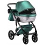 Коляска 2 в 1 Bair Star (Silver) шкіра 100% 41S зелений (перламутр) - графітова люлька