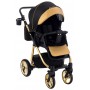 Коляска 2 в 1 Adamex Sierra Polar (Gold) SR436 черный (люрикс) - золотой кожа (перфорация)