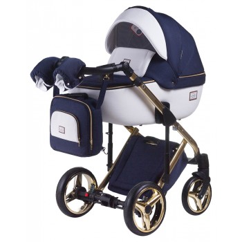 Коляска 2 в 1 Adamex Luciano Polar (Gold) Y809 білий (шкіра) - темно-синій