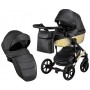 Коляска 2 в 1 Bair Star (Gold) шкіра 100% 28G чорний - золота колиска