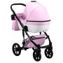 Коляска 2 в 1 Bair Star White (Silver) шкіра 100% 10S рожевий - біла люлька