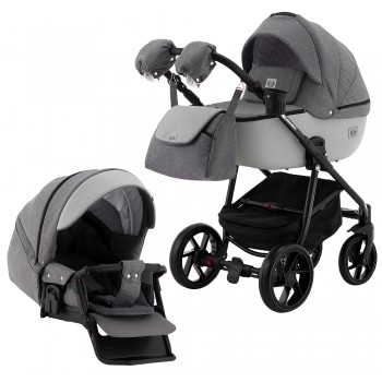 Коляска 2 в 1 Adamex Hybryd Plus BR242 графіт - сіра шкіра (видавлений точка)