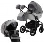 Коляска 2 в 1 Adamex Hybryd Plus BR242 графіт - сіра шкіра (видавлений точка)
