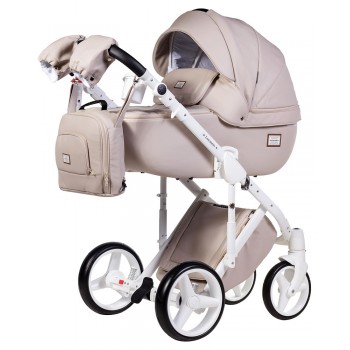 Коляска 2 в 1 Adamex Luciano кожа 100% 11S светло-капучино кожа