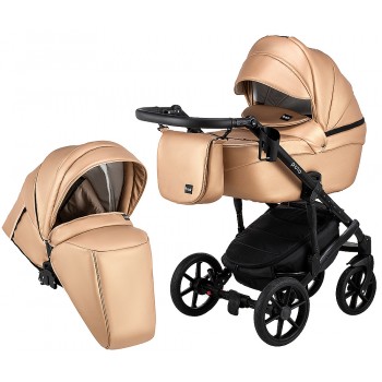 Коляска 2 в 1 Bair Polo (Black) шкіра 100% 26 капучино (перламутр)