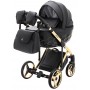 Коляска 2 в 1 Adamex Chantal Polar (Gold) кожа 100% C110 черный