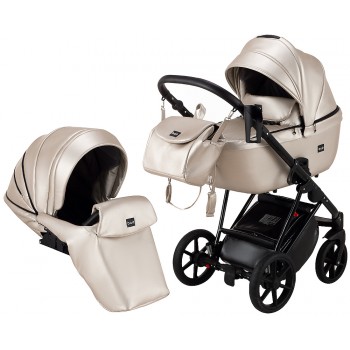 Коляска 2 в 1 Bair Infinity шкіра 100% BI-05 light beige pearl (світло-бежевий перламутр)