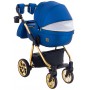 Коляска 2 в 1 Adamex Hybryd Plus Polar (Gold) Шкіра 100% У220А темно-синій перламутр